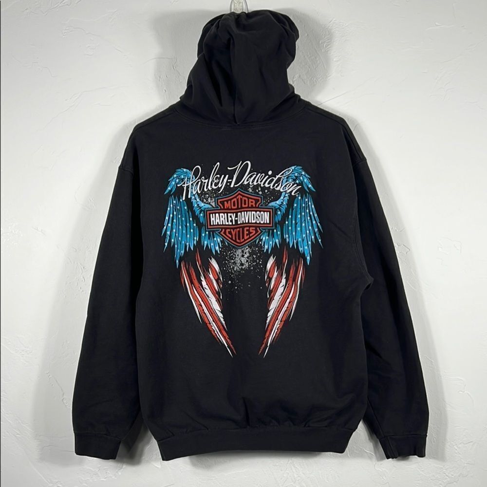 🔥 Vintage Y2K HARLEY-DAVIDSON San Diego Biker Zip Up HOODIE Jacket Size Lg - EU